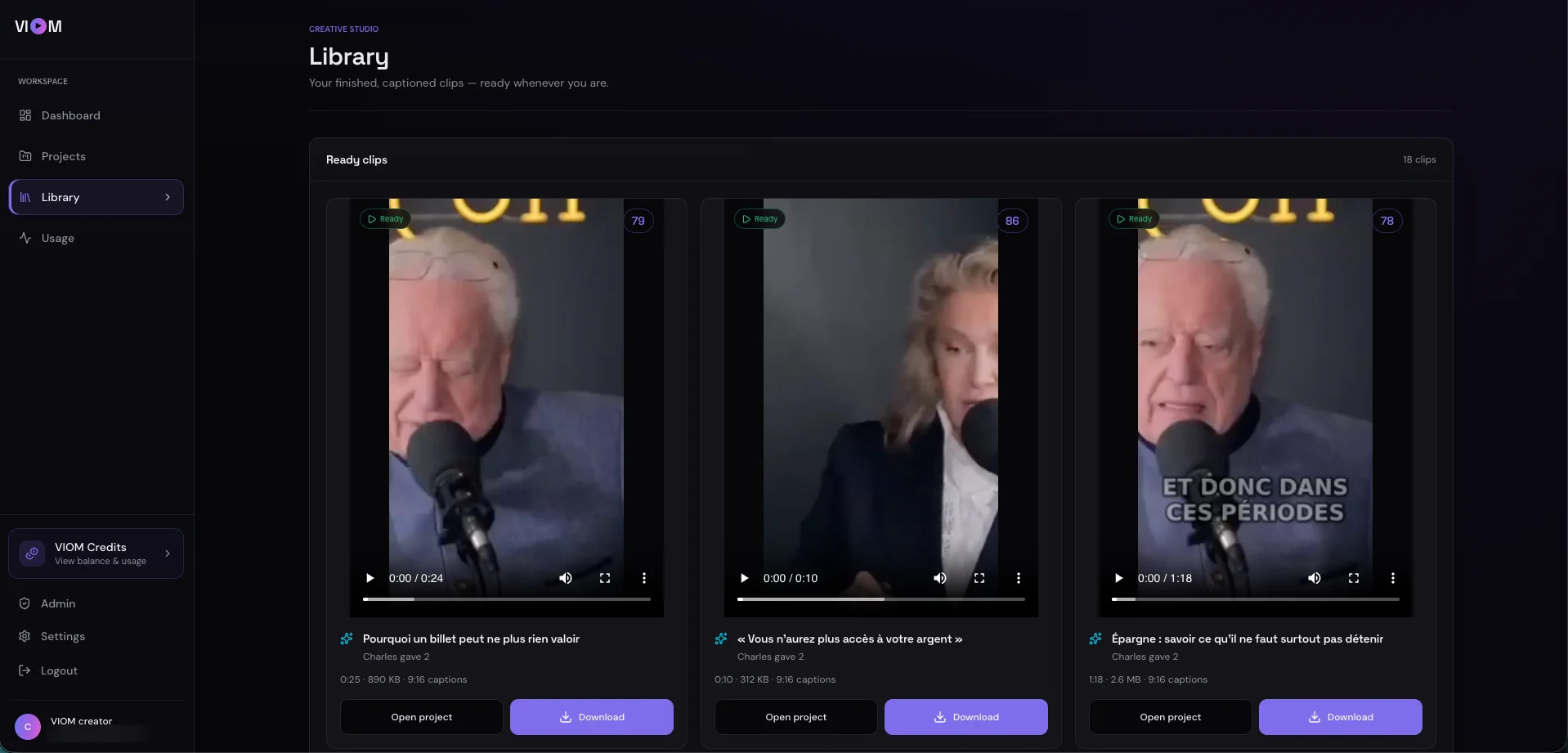 VIOM — clip library