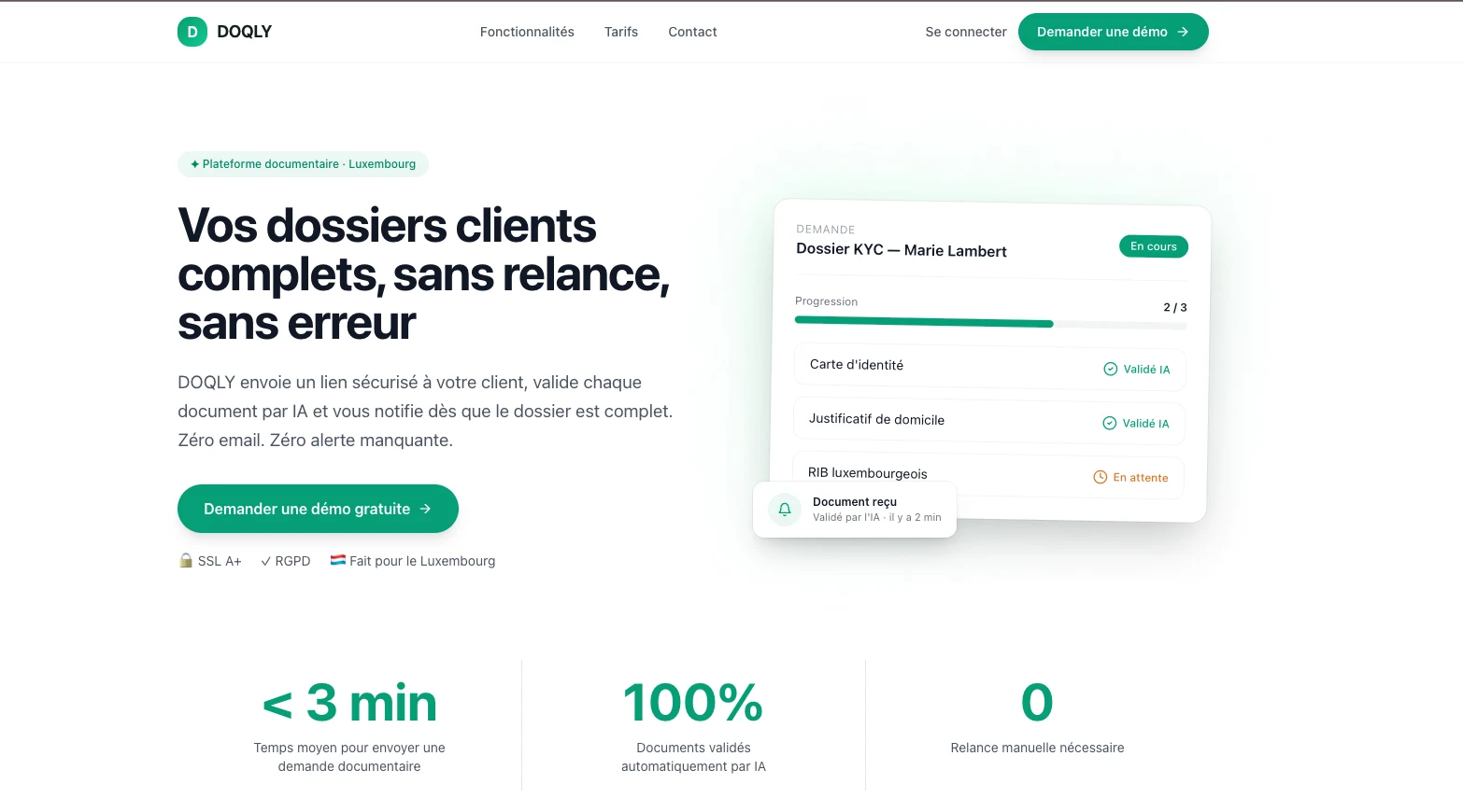 Doqly public landing page